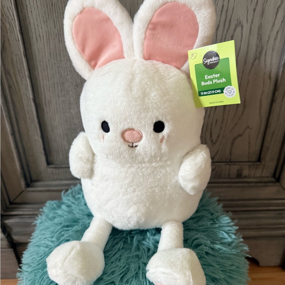 Spritz Easter Buds Plush Bunny - White and Pink 11”